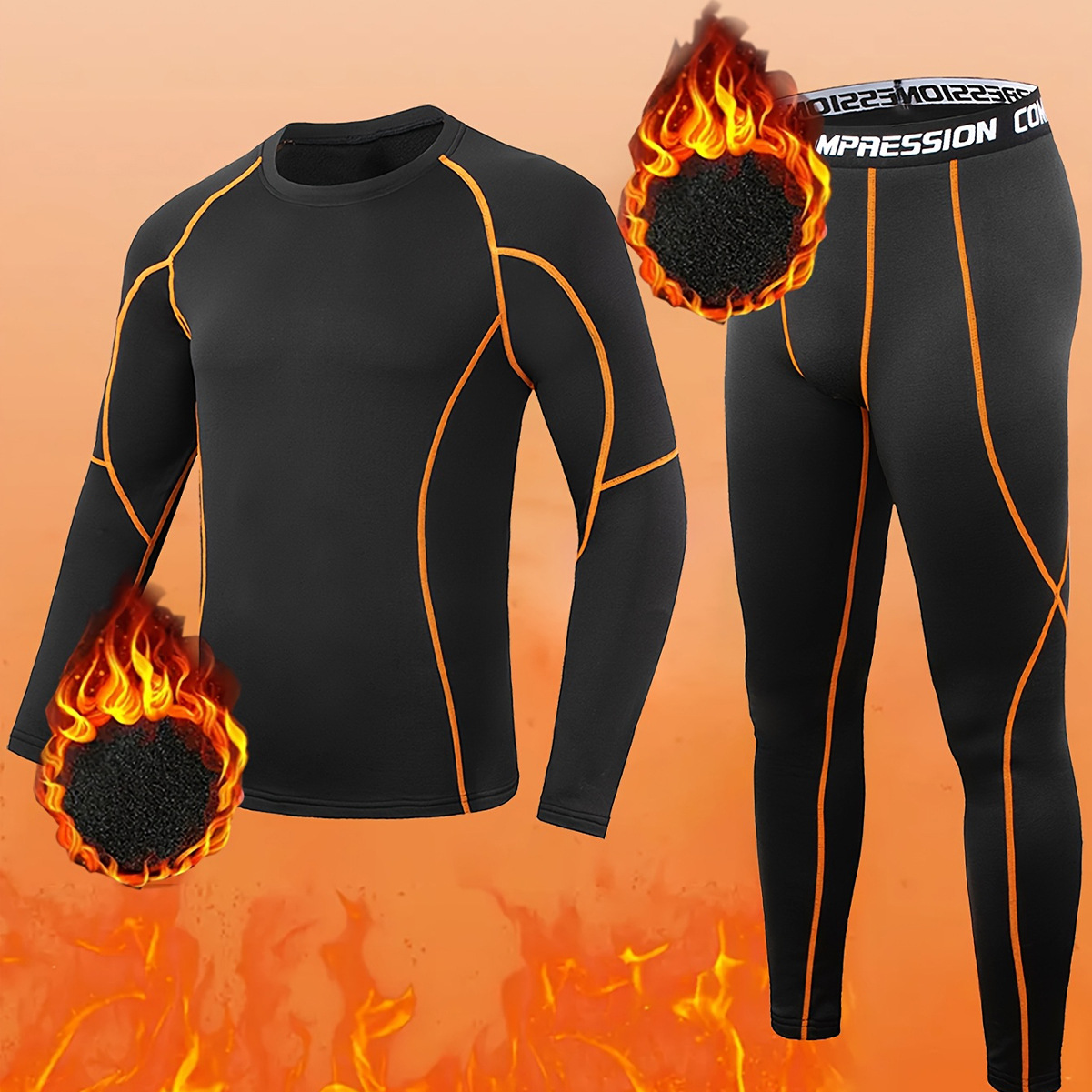 Compression Long Pant - Zimowy męski zestaw sportowy z polaru,