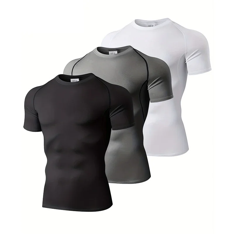 T Shirt Tight Fit - 1/3 Zestaw Męska Odzież Kompresyjna Letnie